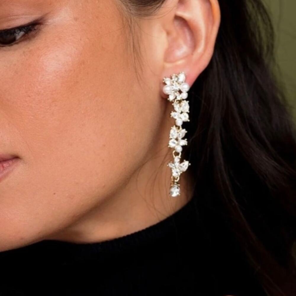Olive + Piper Earring Crystal Dangle Jewelry Drop Evening Formal CZ Silver tone